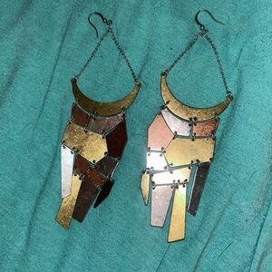 Anthropologie mixed metal - gold,silver, rose gold large chandelier earrings